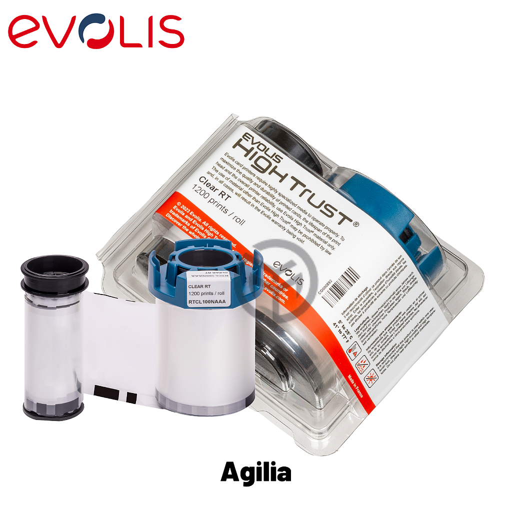  Ruban couleur YMCK pour AGILIA Ruban couleur YMCK - 600 impressions  RT4F101E100 Evolis 